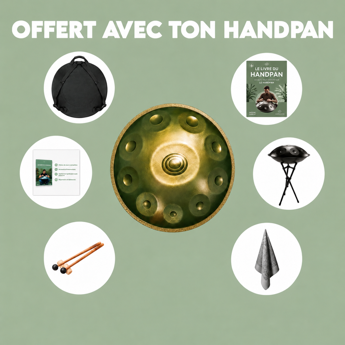 Handpan 9 notes Sol Mineur Kurd